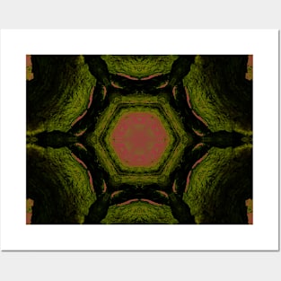 Fantasy Majestic Pink and Green Kaleidoscope Pattern Posters and Art